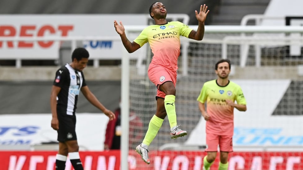 RAHEEM DREAM: Our winger celebrates in style!