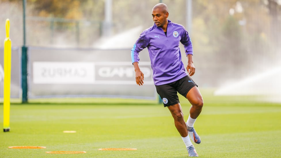 GEARING UP : Fernandinho is put through his paces