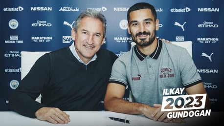 DEAL COMPLETE: Ilkay Gundogan and Txiki Begiristain.