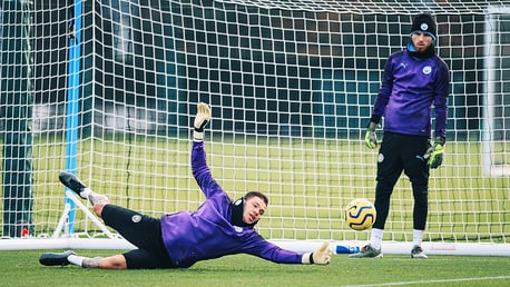 BACK IN BUSINESS: It was great to see Ederson back out on the training pitch