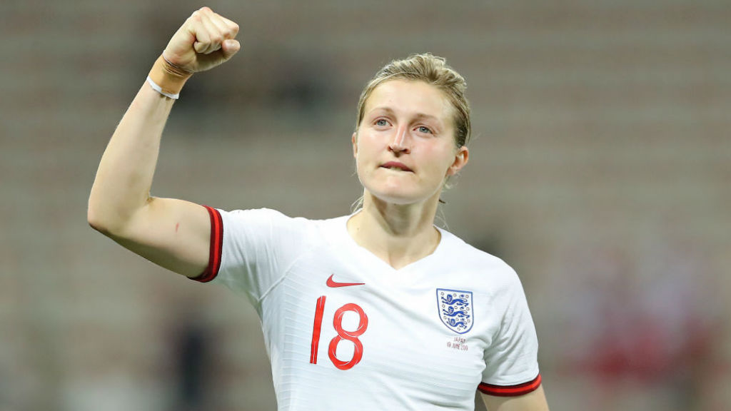 DOUBLE DELIGHT: City and England striker Ellen White celebrates after scoring her second goal against Japan