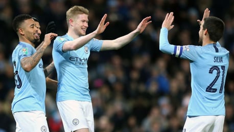 SMILING ASSASSIN: Kevin De Bruyne celebrates after heading the Blues in front