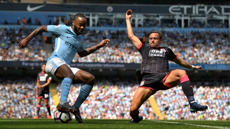 STERLING WORK: Leroy Sane flicks the ball back neatly