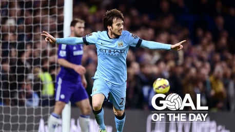 LEVELLER: David Silva celebrates his equaliser at Stamford Bridge in 2015.