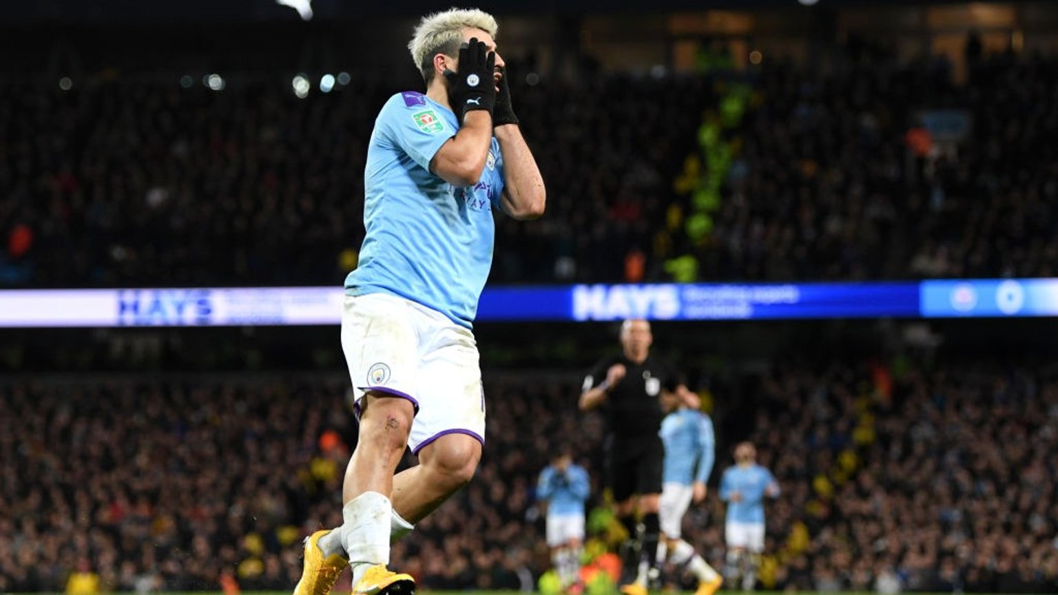 DEJA VU: Aguero reacts as his clever finish is ruled out for offside with six minutes remaining.