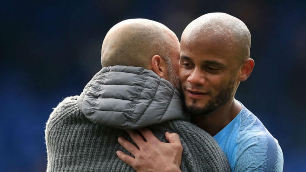 PEP AND KOMPANY : The manager and the captain celebrate the win.