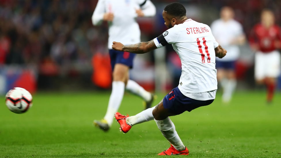 STERLING EFFORT : Raheem Sterling continues his excellent scoring form