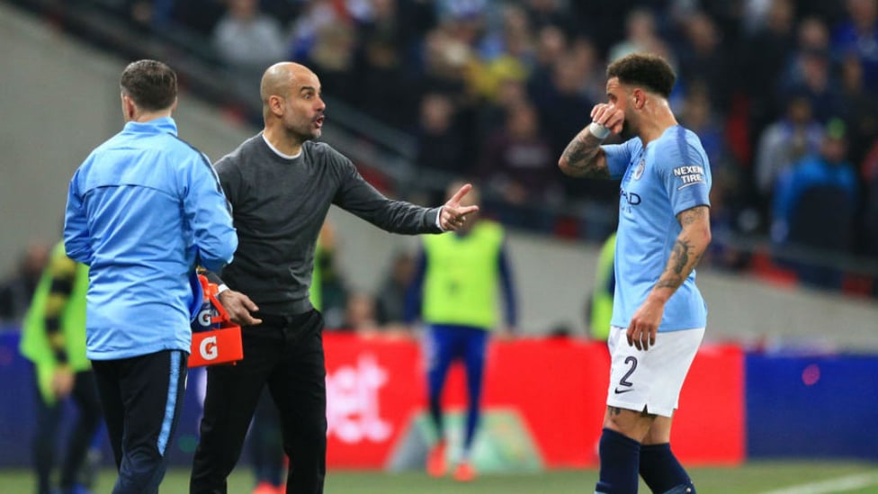 PEP TALK : The boss passes on instructions to Kyle Walker