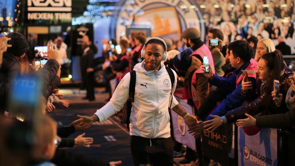 OFF THE BUS : Raheem Sterling reports for duty.