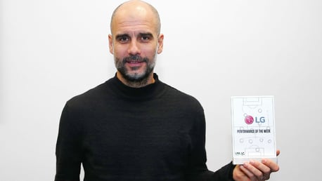 AWARD: Pep was on hand to receive the LG Performance of the Week trophy