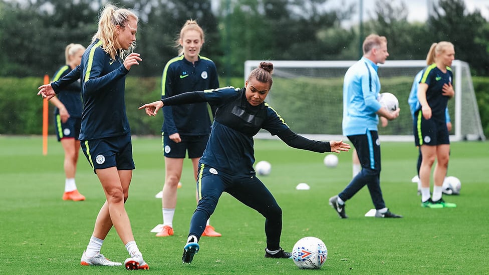 STUCK IN : Nikita Parris, in the thick of the action