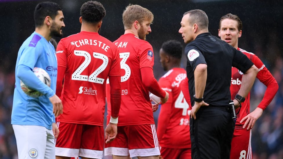 EARLY BATH : Ream is sent off by referee Kevin Friend.