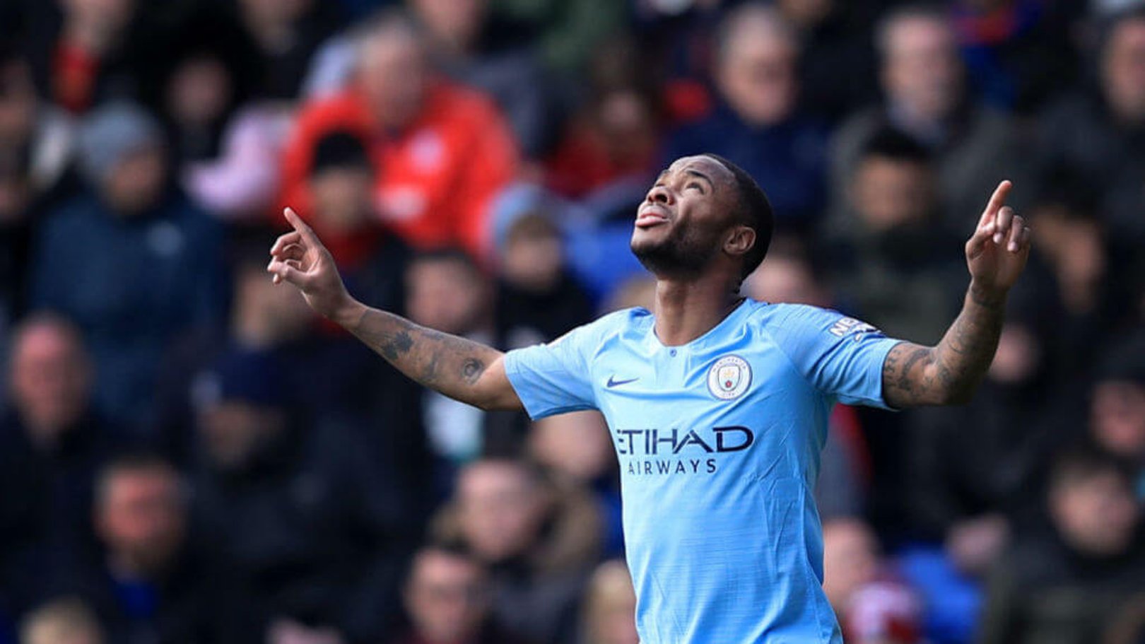 MORE JOY FOR THE BOY: It's a goal in each half for Raheem Sterling.