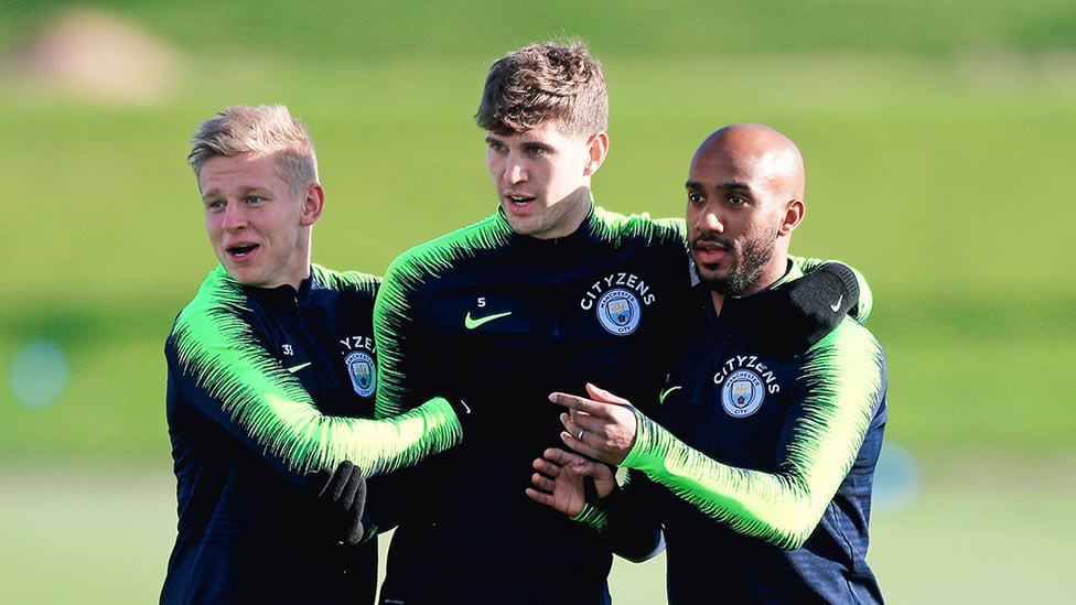 EYES ON THE PRIZE : Oleksandr Zinchenko, John Stones and Fabian Delph step up preparations ahead of our Carabao Cup tie against Fulham