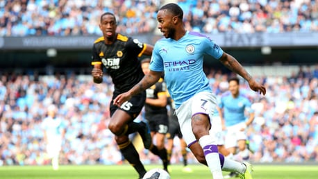 DRIBBLE: Sterling looks to unlock a rigid Wolves defence. 