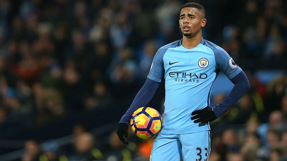 DEBUT : Gabriel's first game in a City shirt v Tottenham in January 2017.