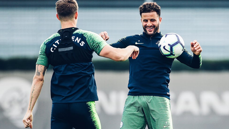 FUN AND GAMES : Kyle Walker having a ball!