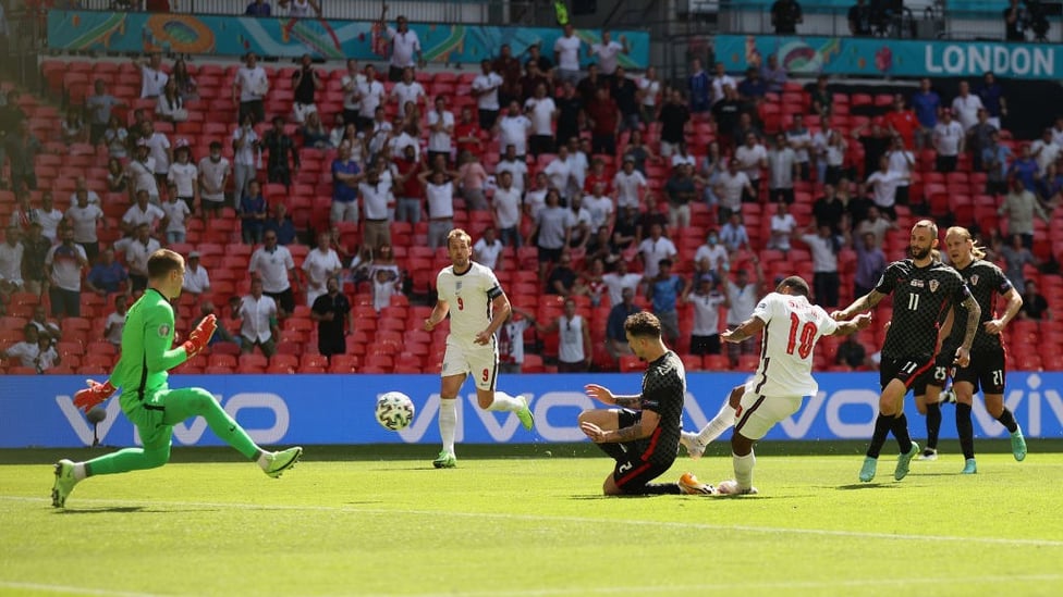 STERLING JOB : Raz scored the only goal of the game to get England's tournament off to the perfect start.