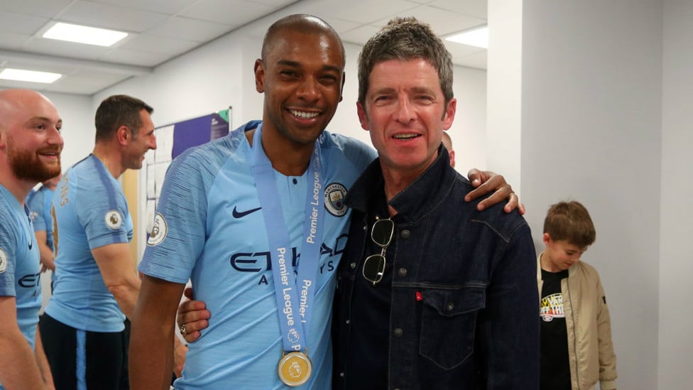 ROCK N ROLL STAR : Noel Gallagher joined the celebrations at Brighton.