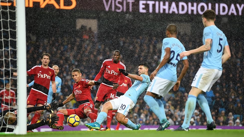 NEW YEAR, SAME OLD SERGIO : Kun starts 2018 in familiar fashion with a goal against Watford