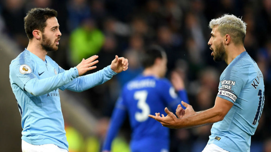 ON THE MARK: Bernardo celebrates after his goal with skipper Sergio Aguero