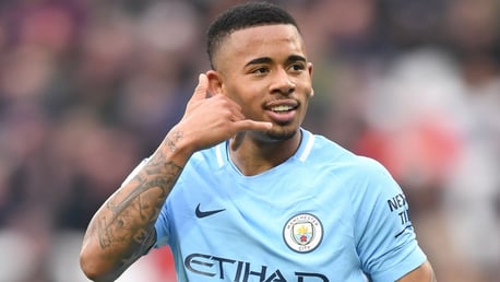 ON CALL: Gabriel Jesus celebrates his fourth goal in four games.