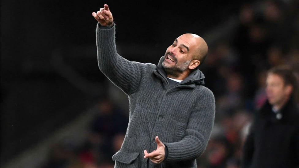 LEADING MAN : Pep Guardiola urges the Blues on