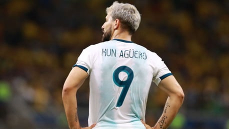 GOAL: Aguero scored for Argentina in a friendly against Uruguay on Monday 