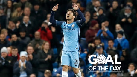 LOOKING UP: David Silva celebrates his strike against Watford in December 2016