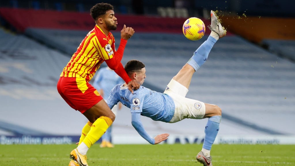 ACROBATICS: Foden tries to inspire City with something spectacular.