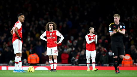 APPLAUSE: Kevin De Bruyne applauds his goal - or more likely the work of Phil Foden in the build-up