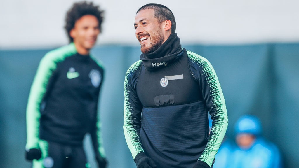 MAGIC MAN: David Silva sees the funny side during a light-hearted break in training