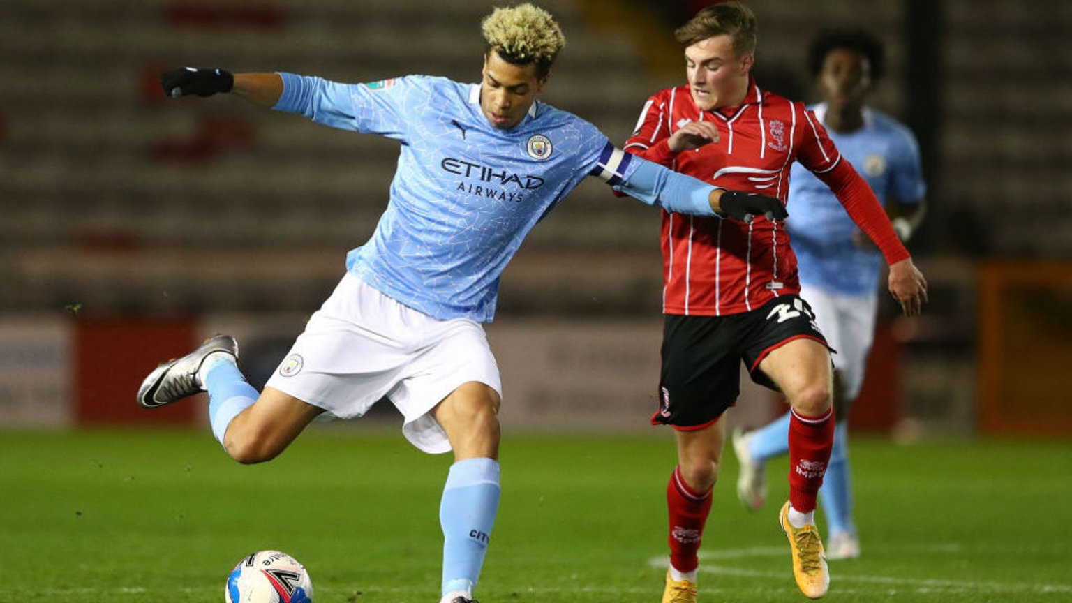 LEADING MAN: Skipper Felix Nmecha gets City Under-21s moving against Lincoln