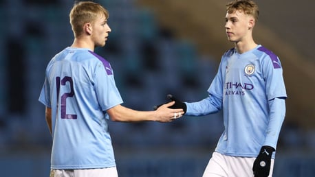 JOB DONE: Sammy Robinson and Cole Palmer after City's 1-0 FA Youth Cup win over Fulham