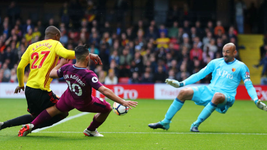 TREBLE CHANCE: Sergio Aguero completes his hat-trick