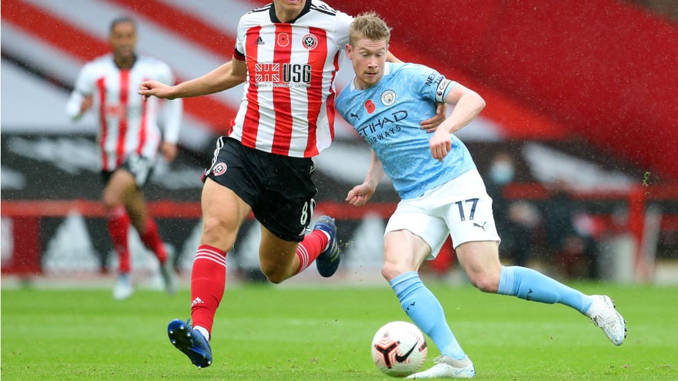 LEADING MAN: Skipper Kevin De Bruyne shrugs off a challenge as the action hots up