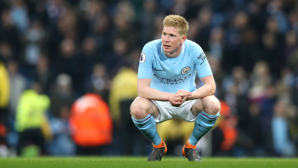 DISAPPOINTMENT : KDB takes a minute after last season's derby loss