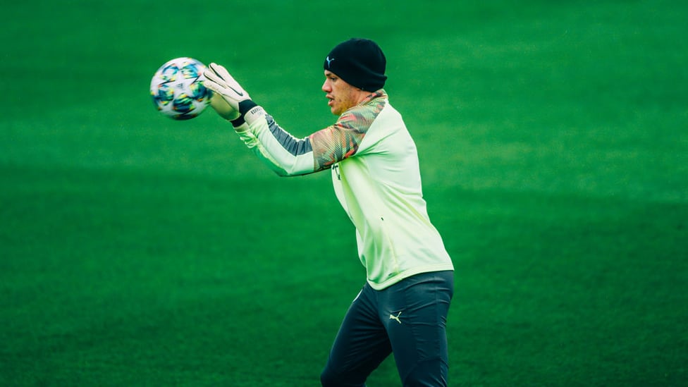 HANDYMAN : Ederson was amongst those in action at a cold and wintry CFA