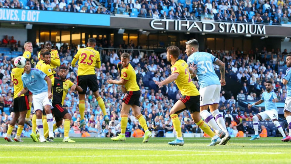 THREE CHEERS : Riyad Mahrez's deflected free-kick makes it 3-0