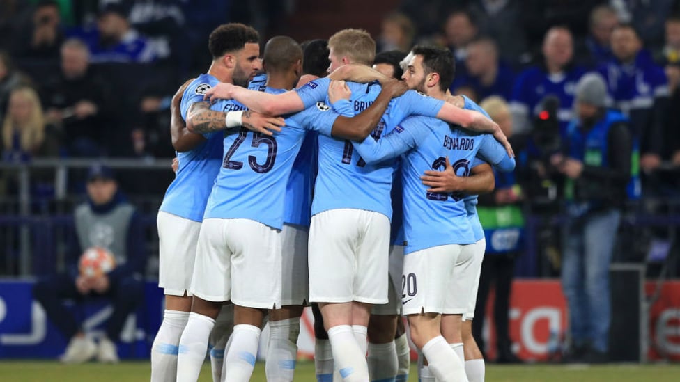 City players celebrate taking the lead through Sergio Aguero!