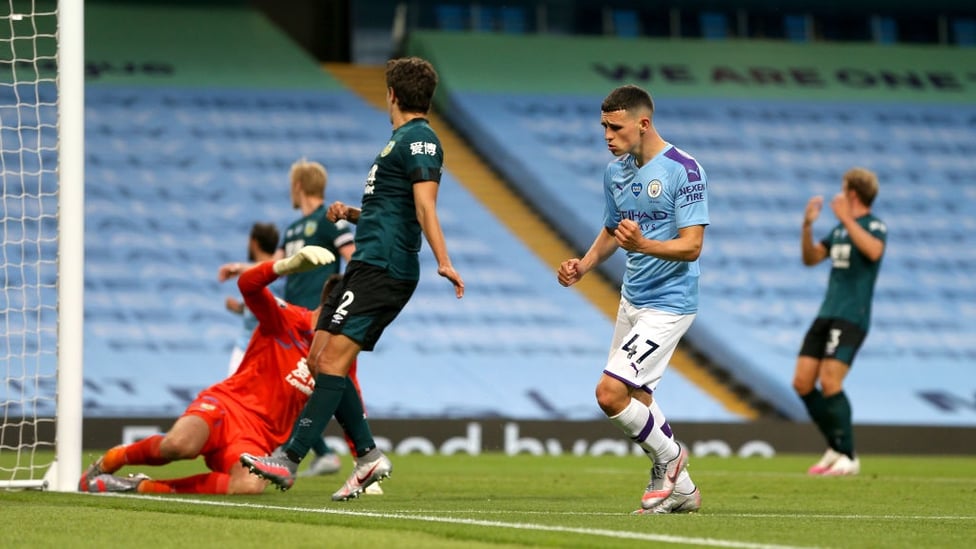 FIVE STAR : Foden celebrates netting his second and our fifth of the evening just after the hour mark.