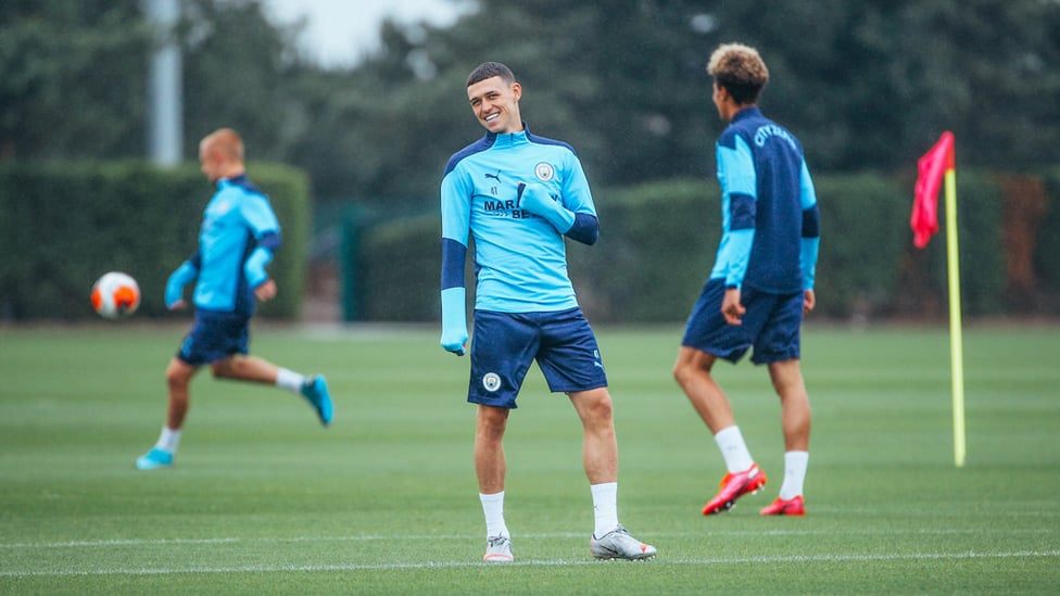 TRUE BLUE: And Phil Foden cuts quite a dash in our new training gear