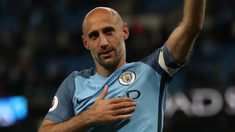 LIONHEART: Pablo Zabaleta bids farewell to the City fans