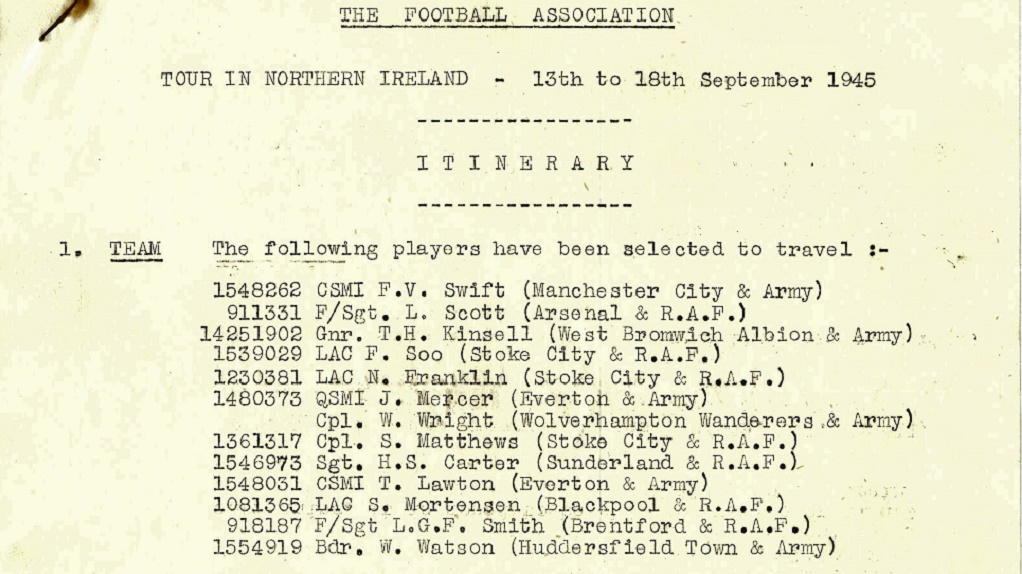 LETTER FROM THE F.A : Listing Frank and future City boss Joe Mercer