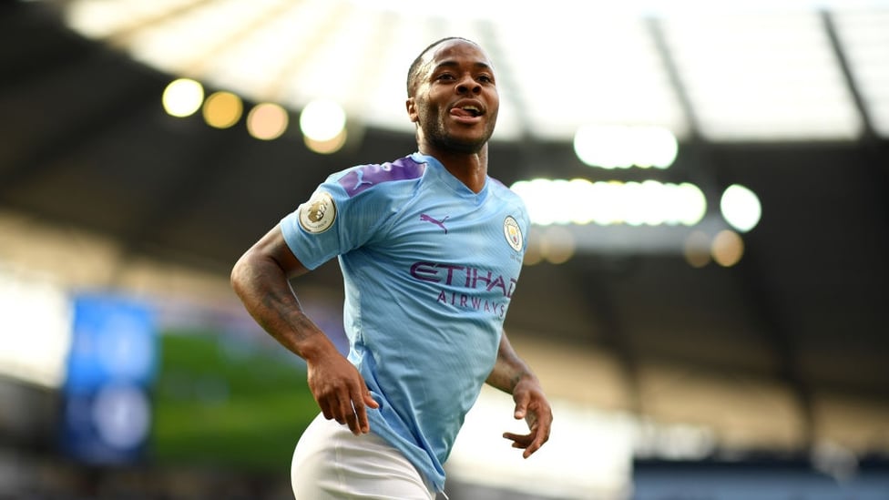 GOAL MACHINE : Raheem Sterling wheels away after netting his fifth goal of the season.