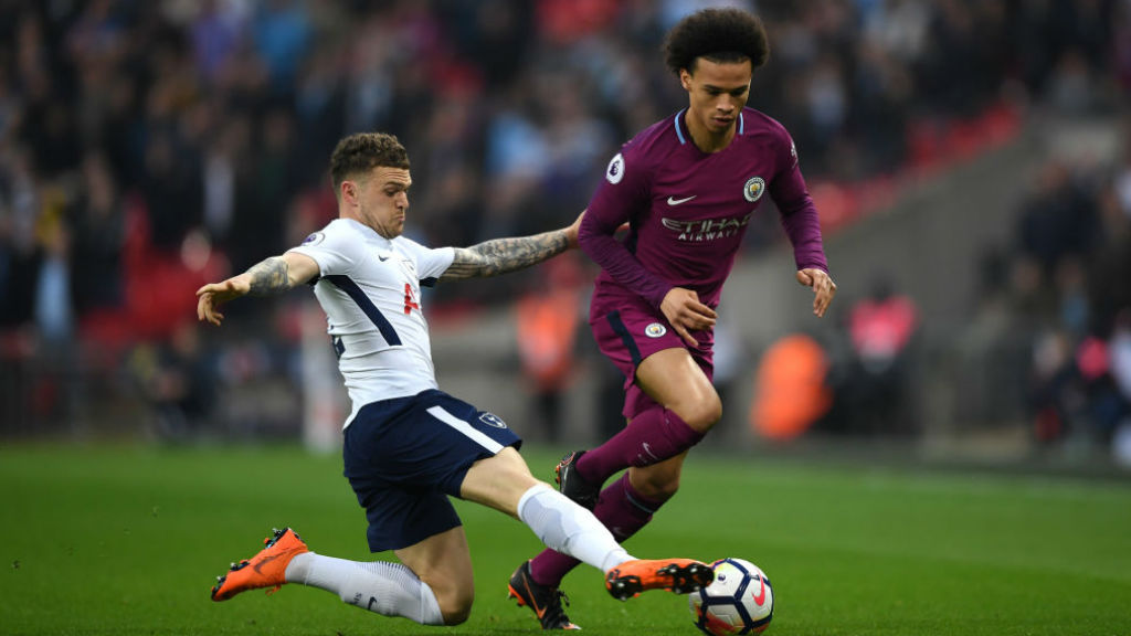 FLYING WINGER: Sane goes down the outside again