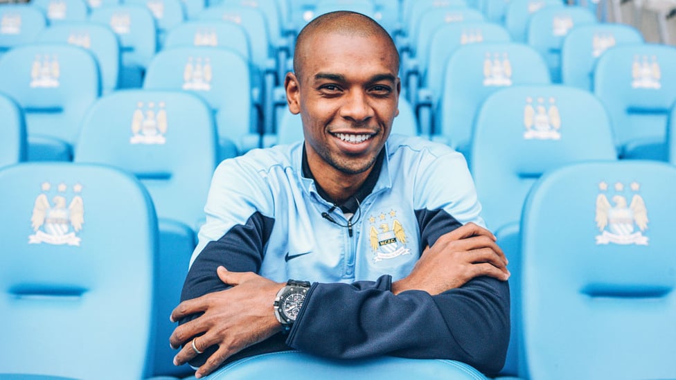 SHINING STAR : Our Brazilian midfield marvel couldn't contain his delight after completing his move to City