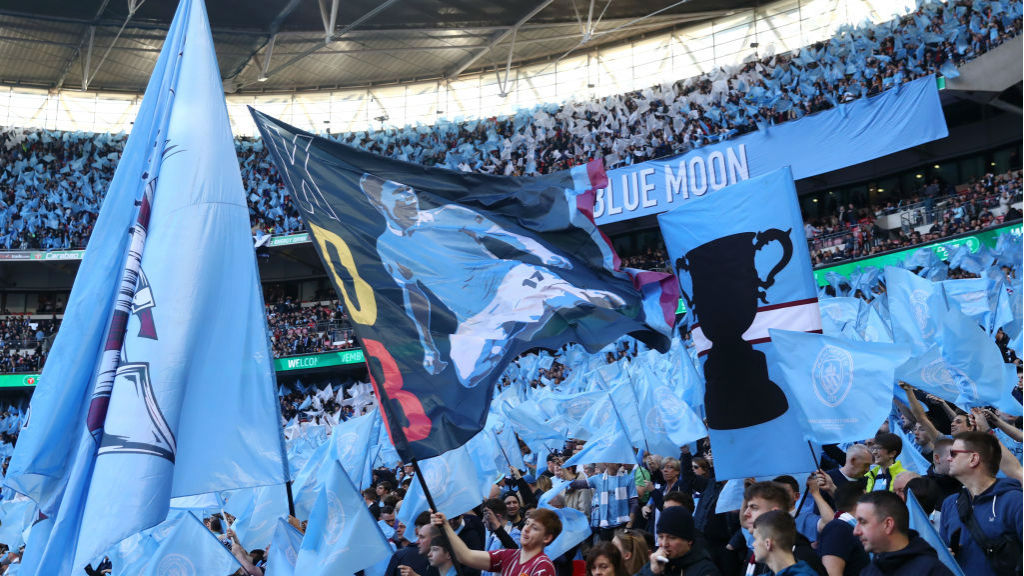 BLUE IS THE COLOUR : Wembley is awash with City fans
