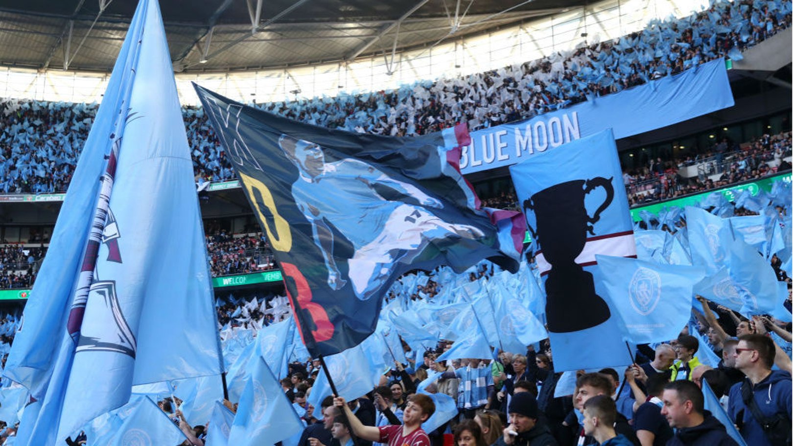 BLUE IS THE COLOUR: Wembley is awash with City fans