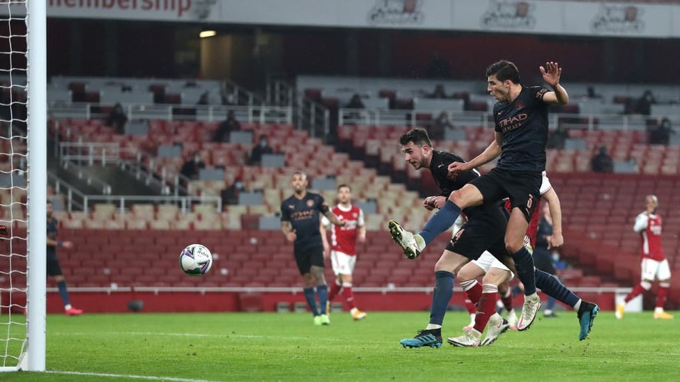 CHERRY ON TOP: Aymeric Laporte heads home a fourth